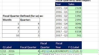 Highline Excel 2016 Class 09 Date Formulas and Date Functions including Fiscal Quarter amp Year [upl. by Cy]