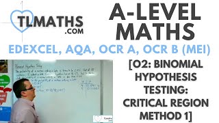 ALevel Maths O208 Binomial Hypothesis Testing Critical Region Method 1 [upl. by Stu]