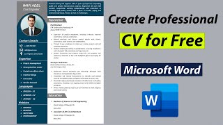 Create Best CV for Free in MS Word  Best CV Format 2023 for Job  CV Tutorial [upl. by Selec923]