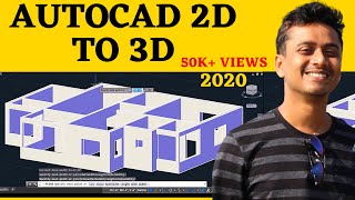 AutoCAD House Design 3D Part 2 AutoCAD 2D to 3D conversion 2021 [upl. by Ahsilrac7]