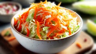 HEALTHY Vinegar Cabbage and Carrot Salad Recipe HOW to Make Coleslaw Salad with Carrots [upl. by Millhon500]