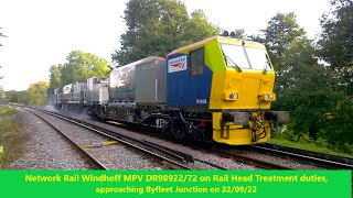 Windhoff MPV DR9892272 with Tones amp Spray on RHTT Duties approaching Byfleet Junction on 220922 [upl. by Darell]