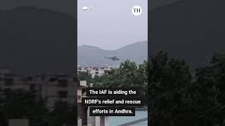 IAF delivers food essential items to those affected by floods in Vijayawada [upl. by Sordnaxela630]