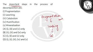 The important steps in the process of decomposition are\ni Fragmentation\nii Leaching\niii [upl. by Janine]