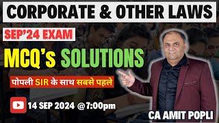 CA Inter Corporate amp Other Laws  MCQ Discussion Live  Sept2024 Exams  CA Amit Popli [upl. by Zasuwa]