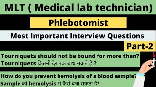 Lab Technician  BSC MLT  phlebotomy  Interview Questions and Answers  in Hindi  Part2 [upl. by Lenox]