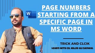 How to Insert Page numbers starting from a specific page in Ms Word  Microsoft Word [upl. by Kos]