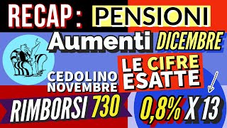 RECAP📌 PENSIONI CALCOLI AUMENTI DICEMBRE NUOVI IMPORTI 2024 DATE PAGAMENTI NOVEMBRE CEDOLINI [upl. by Shaffert]