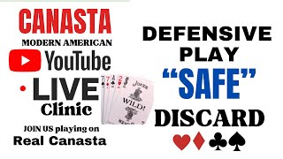 How to play Canasta Modern American DEFENSIVE Play SAFE Discard Strategy Live Clinic 2024 115 ♦️♣️ [upl. by Anne-Corinne]