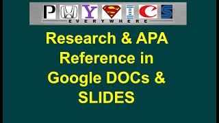 How to Research and Reference APA Format in Google DOCs and Slides [upl. by Ava]