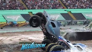 Awesome Megalodon Monster Jam Truck Wheelie  Frankfurt 2018 [upl. by Shiverick]