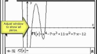 TINspire MiniTutorial Finding the Zeros of a Quartic Using Function Intersection [upl. by Houser311]