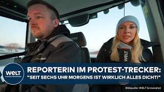 BAUERNPROTEST IN DEUTSCHLAND quotSeit sechs Uhr morgens ist alles dichtquot Reporterin aus Traktor [upl. by Favrot229]