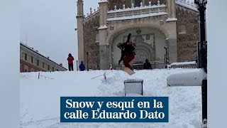 La calle Eduardo Dato se convierte en una improvisada estación de esquí [upl. by Schultz]