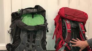 Pre 2022 Gregory Baltoro 65 vs Osprey Atmos AG 65 backpacks [upl. by Enautna129]