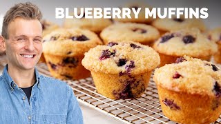 Super Easy Blueberry Muffins Recipe [upl. by Adikam]