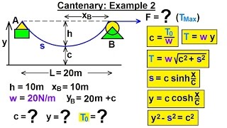 Mechanical Engineering Ch 10 Forces on Cables 24 of 33 Catenary  Example 2 [upl. by Balfour816]