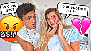 HIS BROTHER BEAT ME UP PRANK ON FIANCE Cute Reaction [upl. by Airamasor]