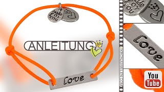 VideoBastelanleitung für ein Schiebeknoten LoveArmband von kronjuwelencom [upl. by Perlie]