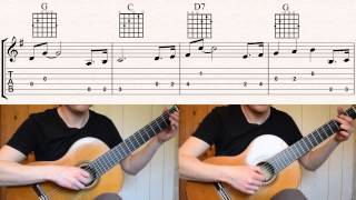 Indiana Jones Theme Easy Lesson John Williams How to play classical guitar with tabs and chords [upl. by Eelyac148]