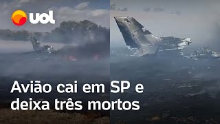 Avião cai no interior de São Paulo pega fogo e deixa três mortos [upl. by Onibas]