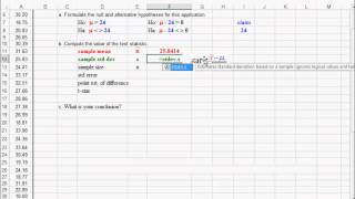 Twotailed hypothesis test of a population mean sigma unknown [upl. by Noreh549]