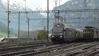 Herbstzeit in Frutigen  Re 465 mit EW III amp Güterzüge auf dem Kanderviadukt [upl. by Limak535]