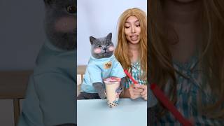 Which Bubble Tea Drinker Are You😜 Normal VS Psychopath VS Rich funnycat catmemes trending [upl. by Olra]