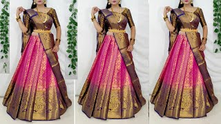 Festival Saree Draping ideaHow to wear saree in lehenga styleSaree se banaye lehnga [upl. by Robinia950]