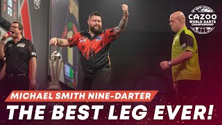 THE BEST LEG OF ALL TIME 🤯 MICHAEL SMITH HITS A NINEDARTER IN A WORLD CHAMPIONSHIP FINAL [upl. by Neirrad]