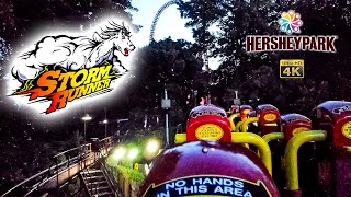 2023 Storm Runner Roller Coaster at Night On Ride Back Seat 4K POV Hersheypark [upl. by Lallage512]