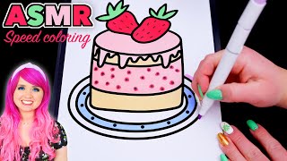 ASMR Speed Coloring a Cake Coloring Sounds amp No Talking [upl. by Onailil]