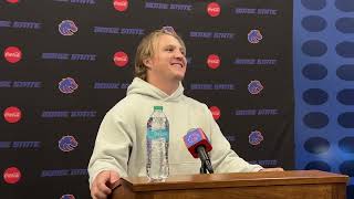 Boise State QB Maddux Madsen meets with the media after 5614 win over Portland State [upl. by Nelie92]