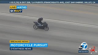 Motorcyclist leads authorities on highspeed chase through San Gabriel Valley  ABC7 [upl. by Eiramanel]