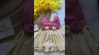 Light Pink Brocade Silk mixed with Kasavu Cotton Frock babyfrock pink onamspecial fashion trand [upl. by Oirad]