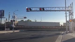 BNSF intermodal train passing McKinley Ave Fresno ca [upl. by Arahk]