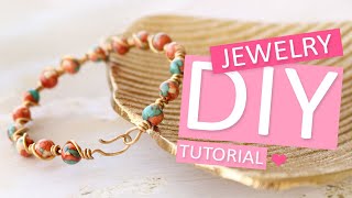 DIY Tutorial  Armband mit Naturstein Perlen und Artistic Wire  Machen Sie Ihren eigenen Schmuck [upl. by Dar165]