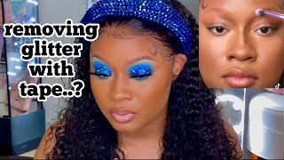 Colorful Glitter Eyes  Removing Glitter With TAPE [upl. by Noit]