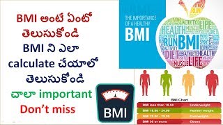 What is BMI How to calculate BMI  in telugu [upl. by Onibas]