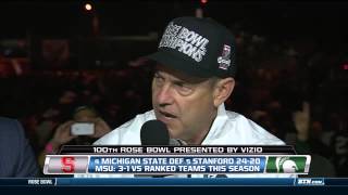 Mark Dantonio Interview  100th Rose Bowl Champion [upl. by Nowed]