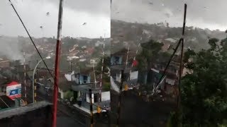 Video Angin Puting Beliung di Bogor Terbangkan Benda  Benda ke Langit [upl. by Ecyle632]