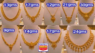 కేవలం 9gms నుండి Plain Gold Necklace Designs Short Necklaces Broad Necklace Designs Dasara Spcl [upl. by Nalliuq373]