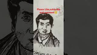 Srinivasa Lyenger Ramanujan the great mathematician drawing with black pen viralshortstrending [upl. by Ruford]