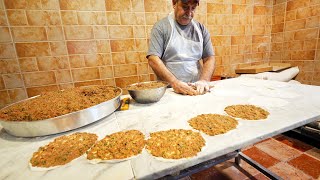 Legendary LEBANESE STREET FOOD in Western Beirut  Lahmadjun Sambousek amp Saj  Lebanon [upl. by Kcinom697]