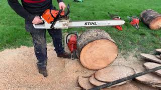 Stihl ms 500i vs husqvarna 395xp [upl. by Ardnaskela]