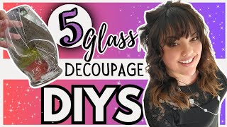 AMAZING Glass Decoupage DIY IDEAS Using Napkins with Creative Crafts and TIPS [upl. by Dixie359]