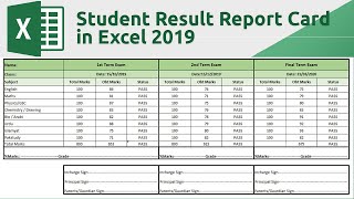 how to create Student Result Report Card in Excel 2019 [upl. by Havstad259]