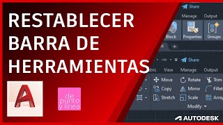 Como RESTABLECER la barra de HERRAMIENTAS en AutoCAD [upl. by Lenore]