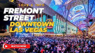 Fremont Street Experience Las Vegas 2024  Downtown  SlotZilla Zip line Attraction  Parking  Tour [upl. by Aniratak274]