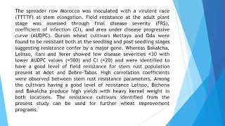 Sources of Resistance to Stem Rust Puccinia graminis f sp tritici in Improved Durum Wheat Triticum [upl. by Riella]